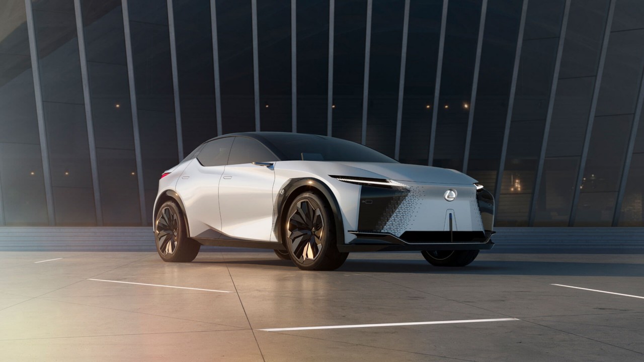 wide angle shot of a parked Lexus LF-Z Electrified