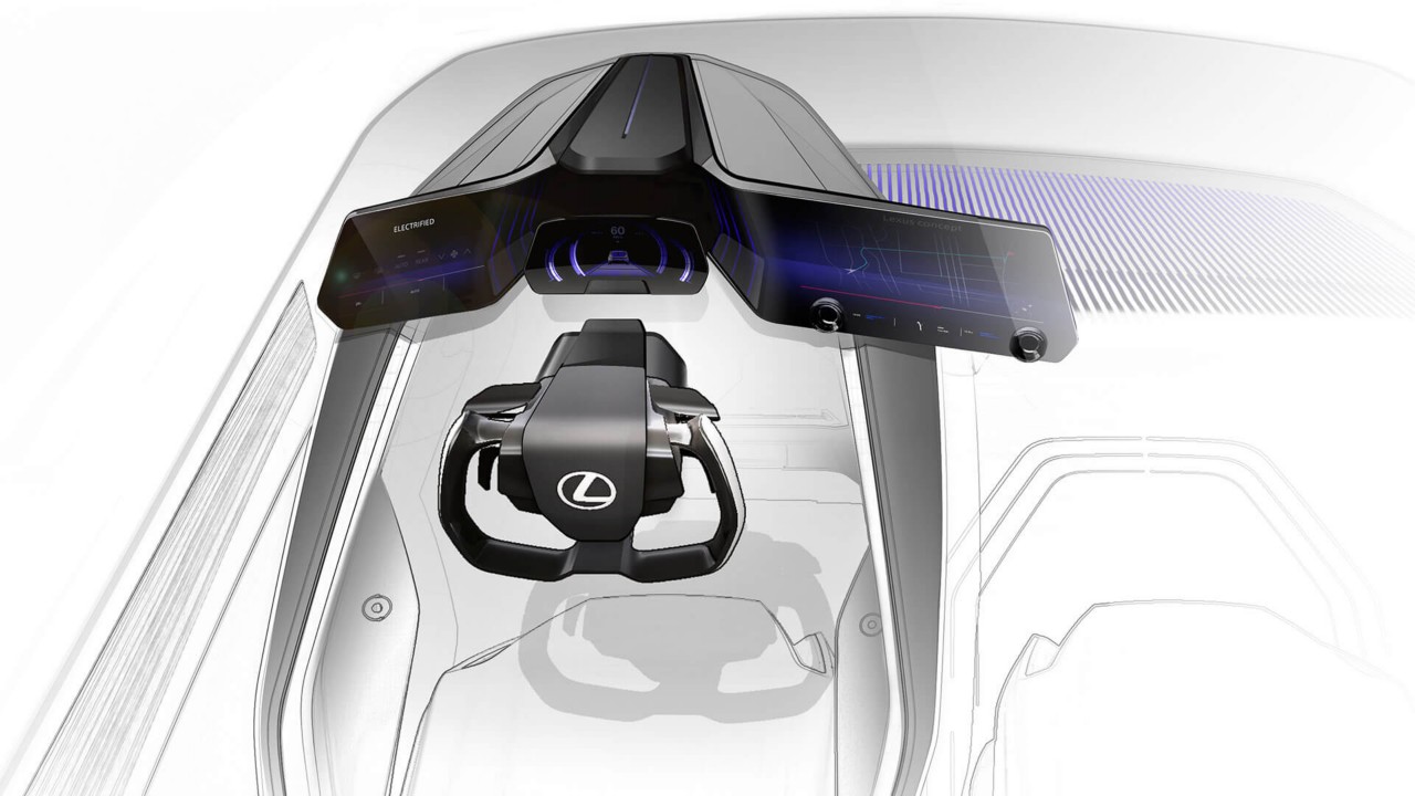 concept aerial shot of the Lexus LF-Z Electrified drivers seat