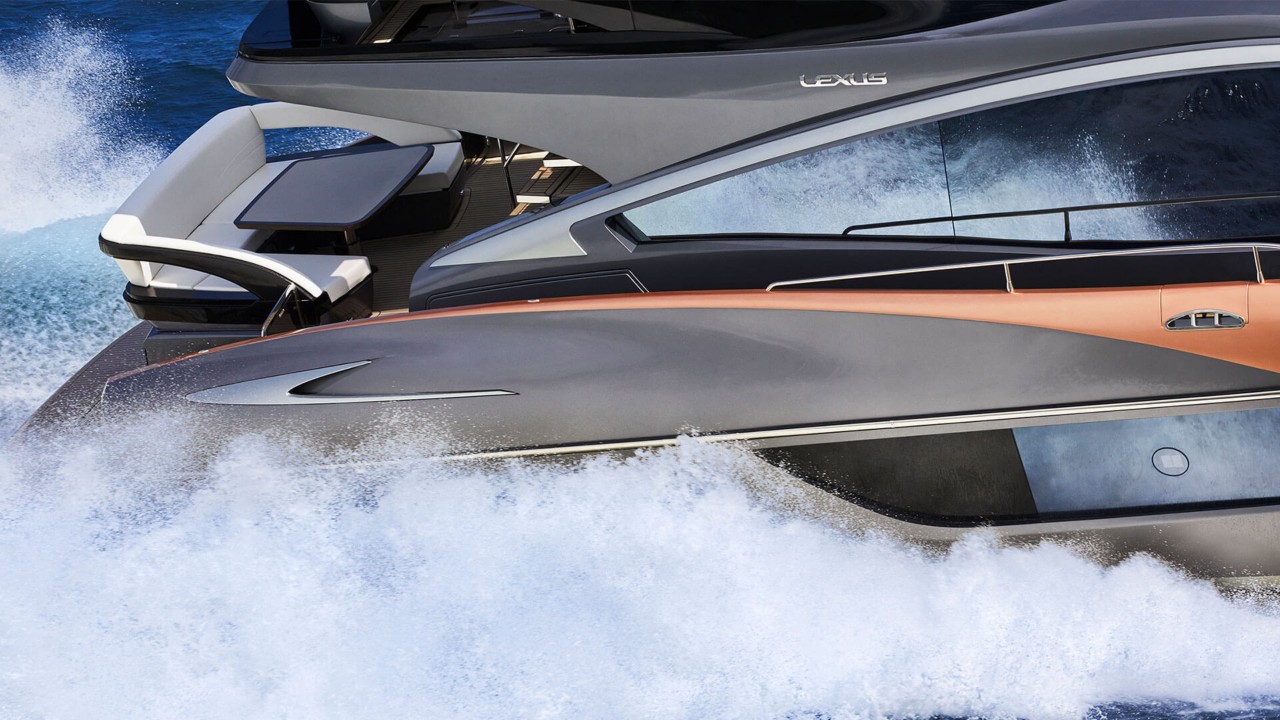 close up side shot of the Lexus LY 650 sports yacht