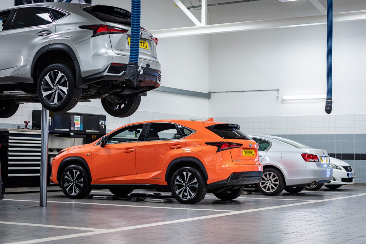 Lexus cars parked in a dealership