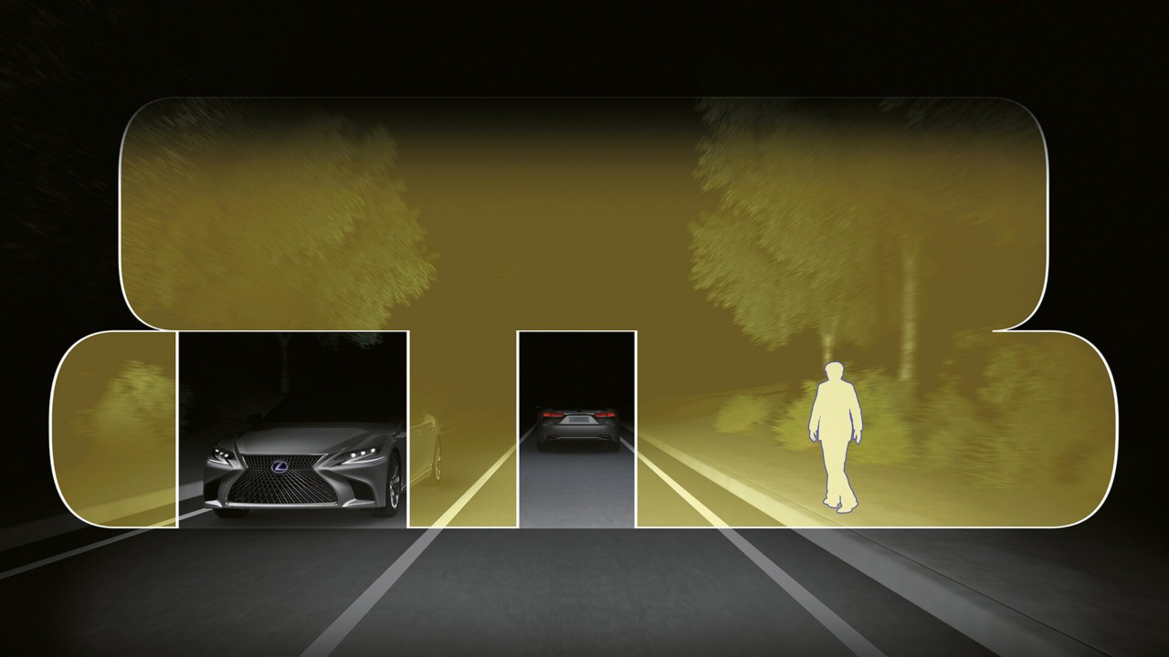 Lexus adaptive high beam system in use