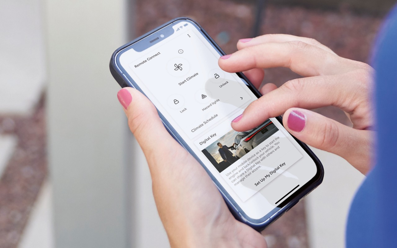 Person using Lexus Remote Connect on phone