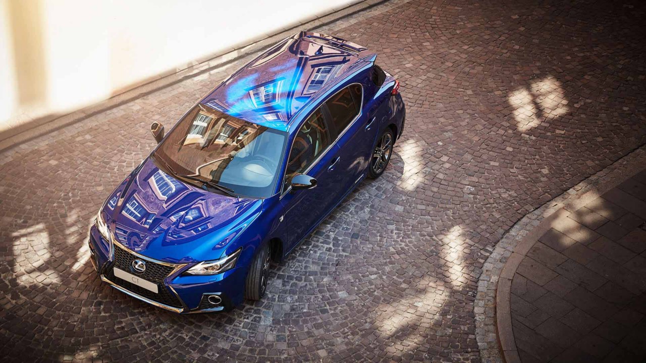 aerial view of a Lexus CT 200h driving
