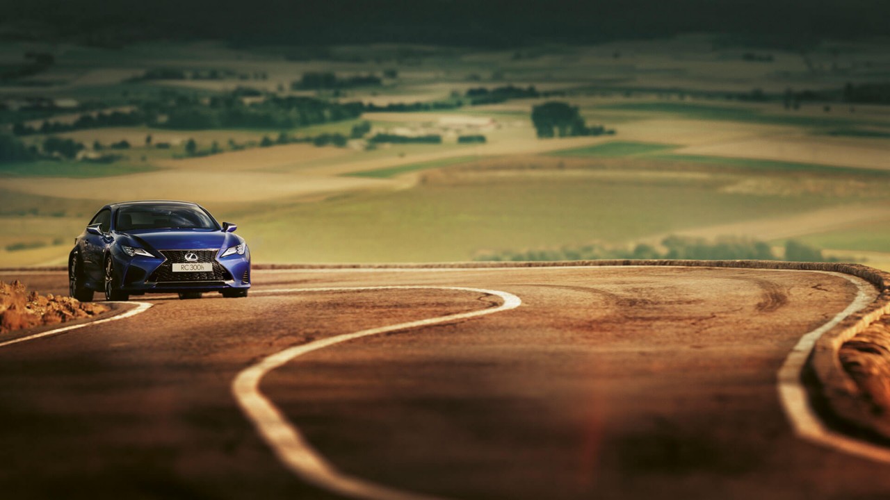 far shot of a Lexus RC driving