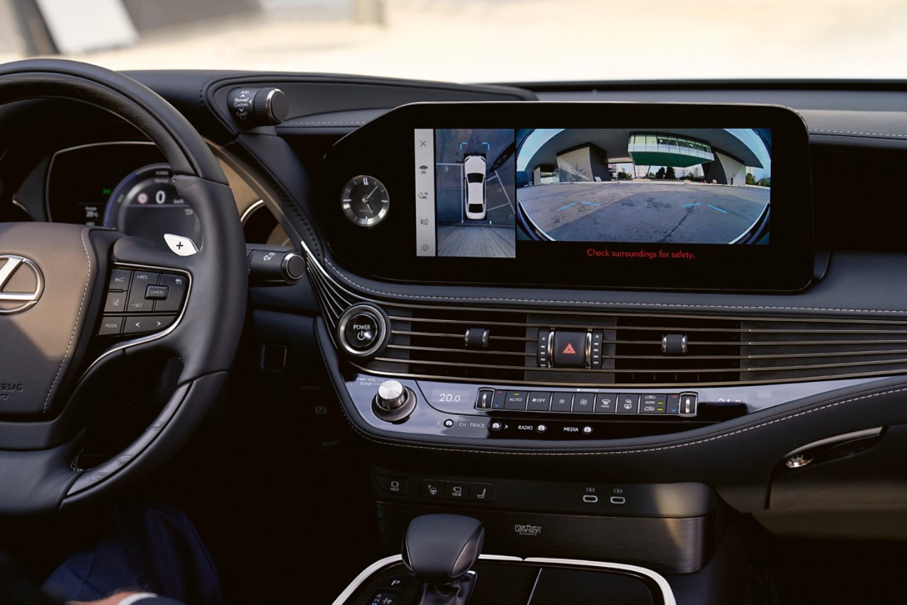 Lexus LS cockpit and front passenger interior 