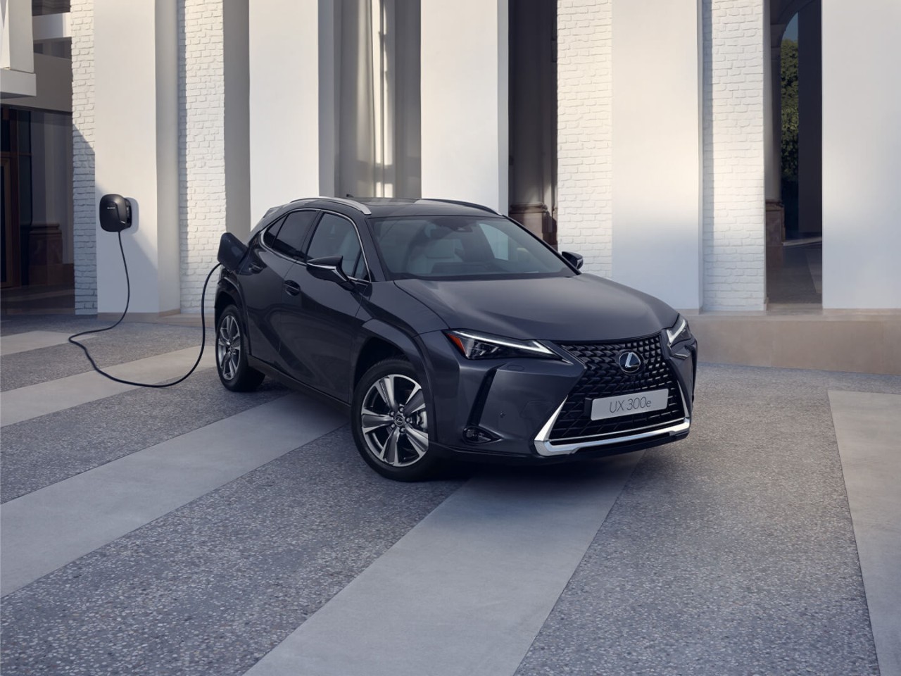 person pressing a button inside their Lexus UX 300e