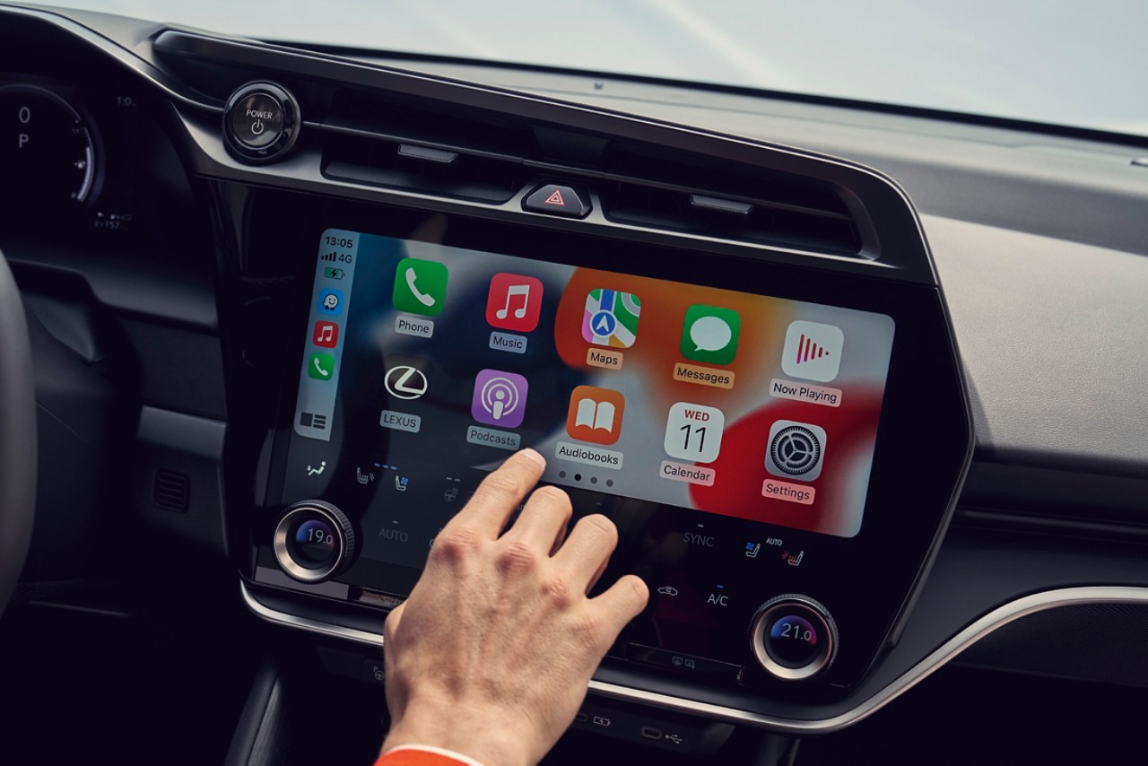 navigation screen on a Lexus dashboard