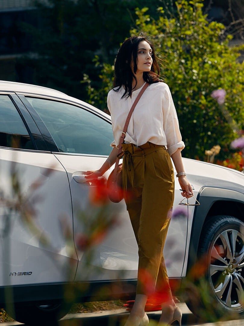 woman opening car door