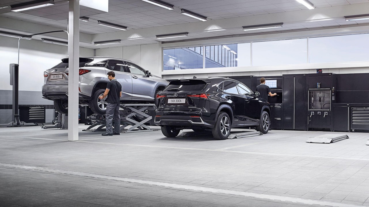 man working in a Lexus garage