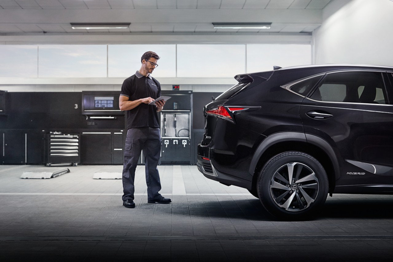 Lexus in a garage