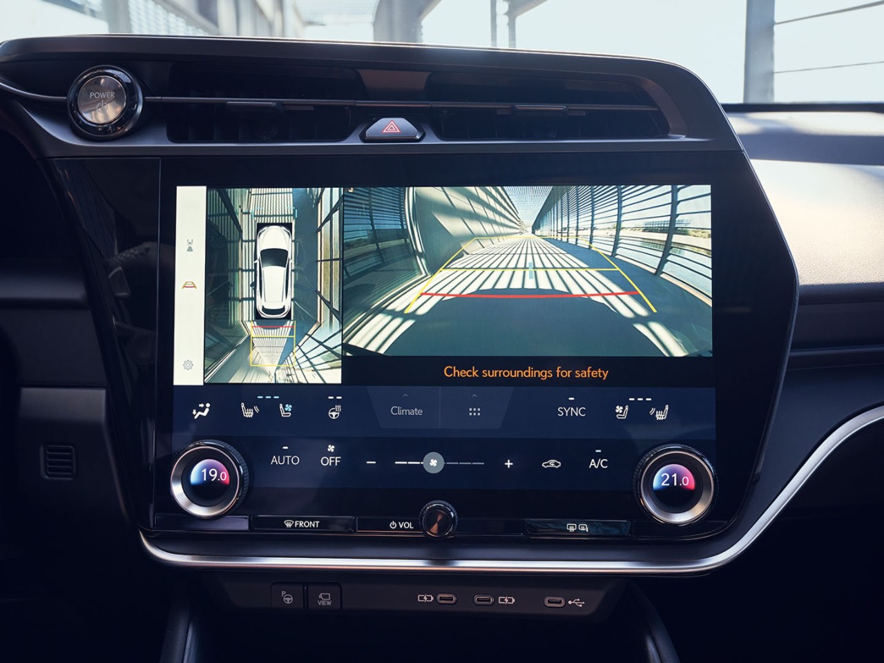 The digital panoramic view monitor on the Lexus RZ